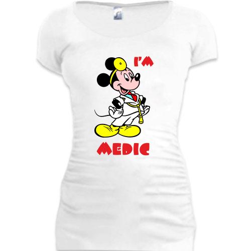 Женская удлиненная футболка Мики Маус врач