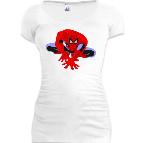 Женская удлиненная футболка с человеком-пауком