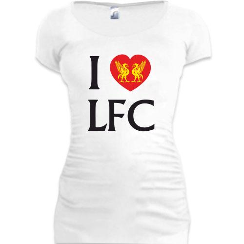 Женская удлиненная футболка I love LFC 4