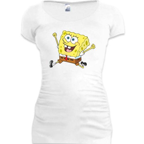 Женская удлиненная футболка Губка Боб