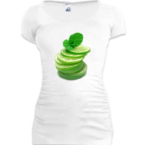 Женская удлиненная футболка Лайм с мятой