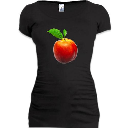 Женская удлиненная футболка с яблоком 2