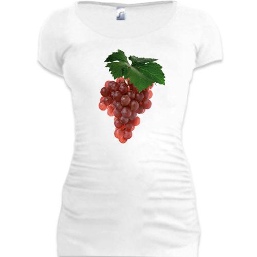 Женская удлиненная футболка с гроздью винограда