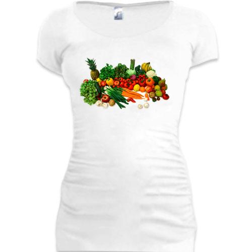 Женская удлиненная футболка с овощным букетом