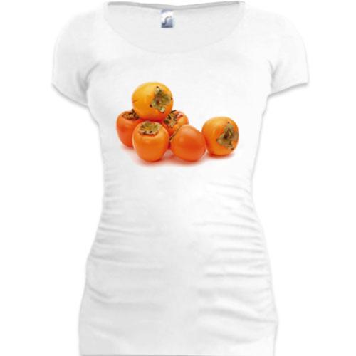 Женская удлиненная футболка с хурмой