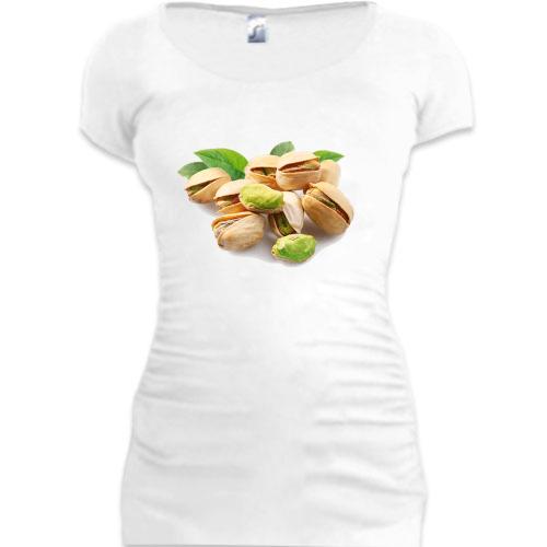 Женская удлиненная футболка с фисташками 2