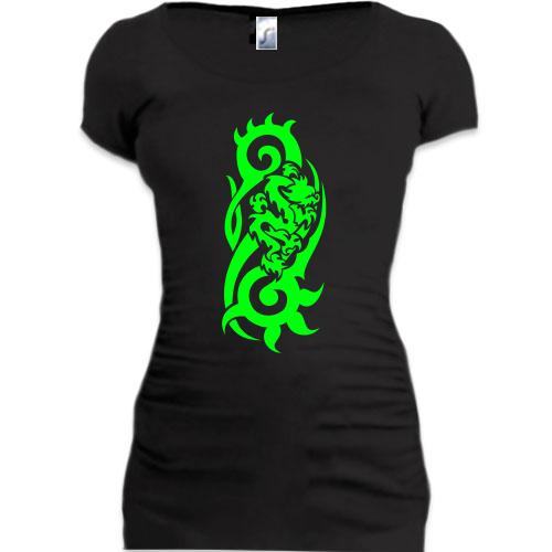 Женская удлиненная футболка Хвост дракона