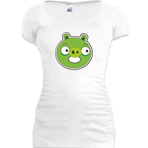 Женская удлиненная футболка Angry birds pig 2