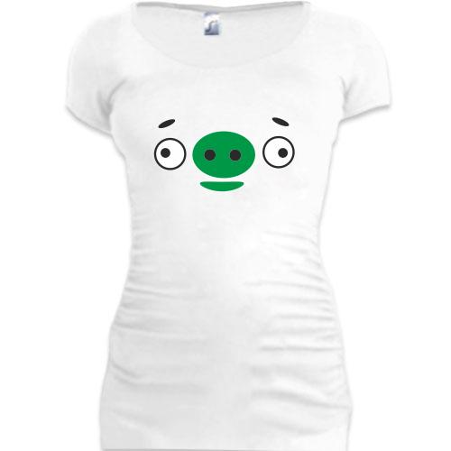 Женская удлиненная футболка Angry birds pig