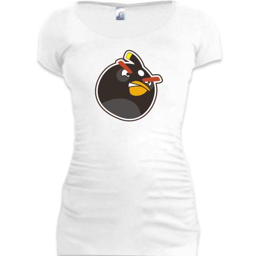 Женская удлиненная футболка Black bird 2