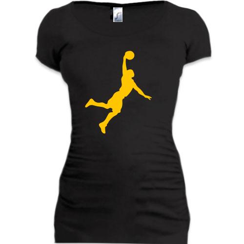 Женская удлиненная футболка Баскетболист