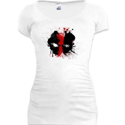 Женская удлиненная футболка Deadpool (art logo)