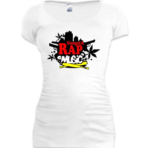 Женская удлиненная футболка Gangsta Rap Music