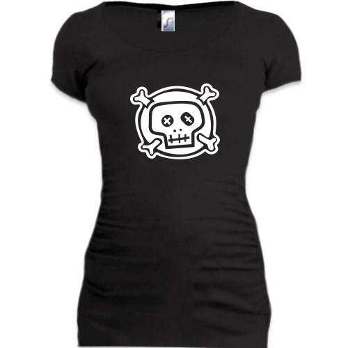Женская удлиненная футболка Черепушка