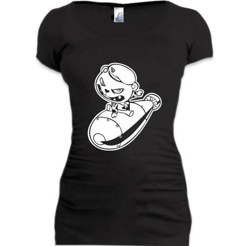 Женская удлиненная футболка Боеголовка