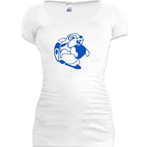 Женская удлиненная футболка с зайчиком