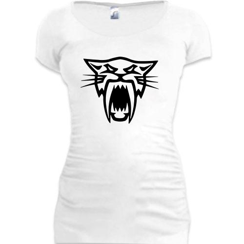 Женская удлиненная футболка Злой Кот