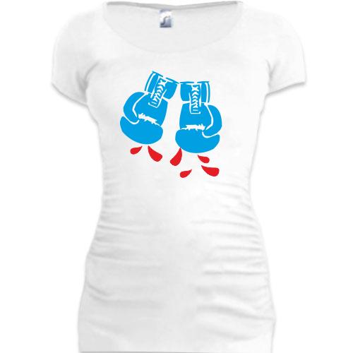 Женская удлиненная футболка Боксерские перчатки