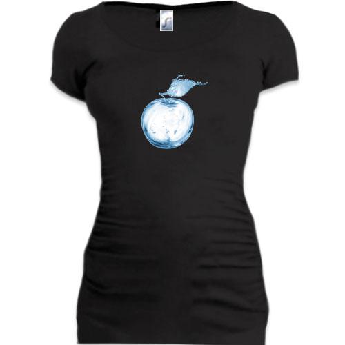 Женская удлиненная футболка Яблоко из воды
