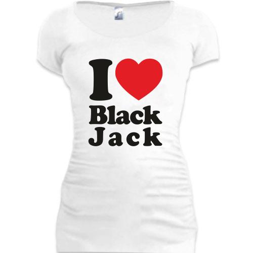 Женская удлиненная футболка I love Black Jack