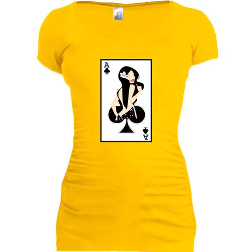 Женская удлиненная футболка Poker Lady