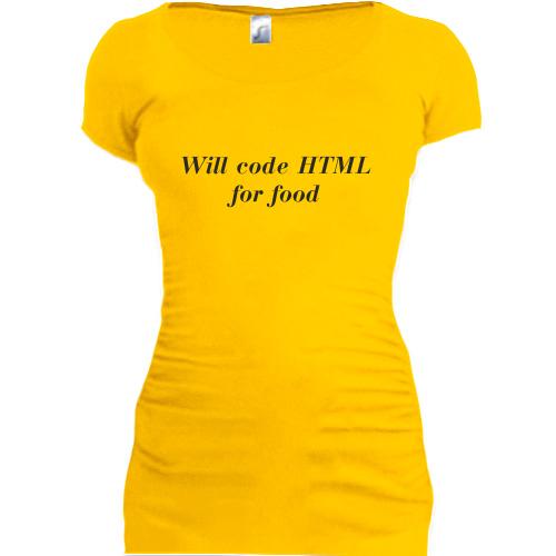 Женская удлиненная футболка HTML for food