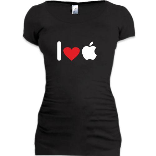 Женская удлиненная футболка I love apple