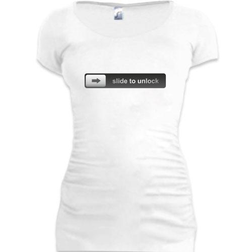 Женская удлиненная футболка Slide to unlock