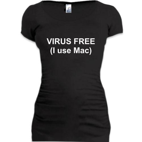 Женская удлиненная футболка Virus free (I use Mac)