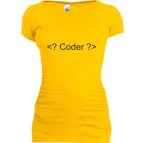 Женская удлиненная футболка Кодер