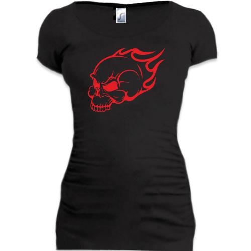 Подовжена футболка Flaming Skull