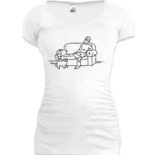 Женская удлиненная футболка Саймон с котом