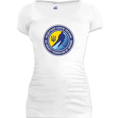 Женская удлиненная футболка Федерация хоккея Украины