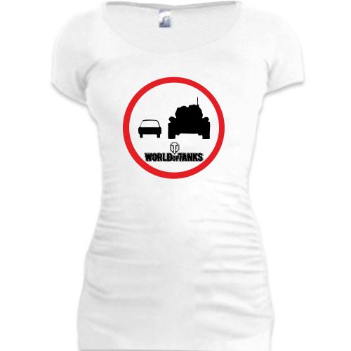 Женская удлиненная футболка Обгон запрещен