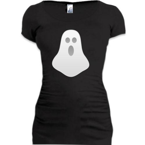 Женская удлиненная футболка с привидением