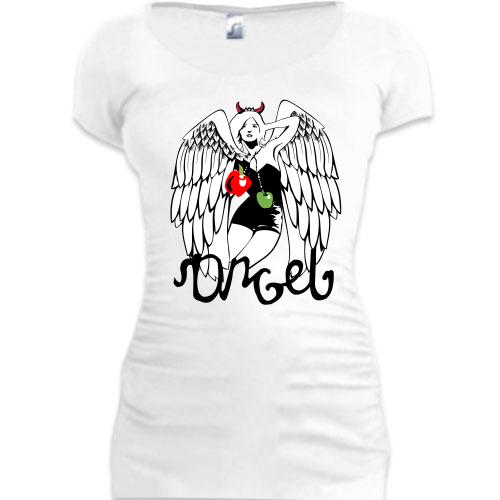Женская удлиненная футболка Ангел
