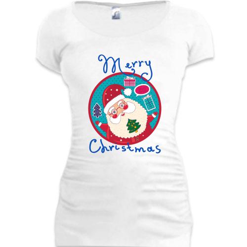 Женская удлиненная футболка Счастливого Рождества 3