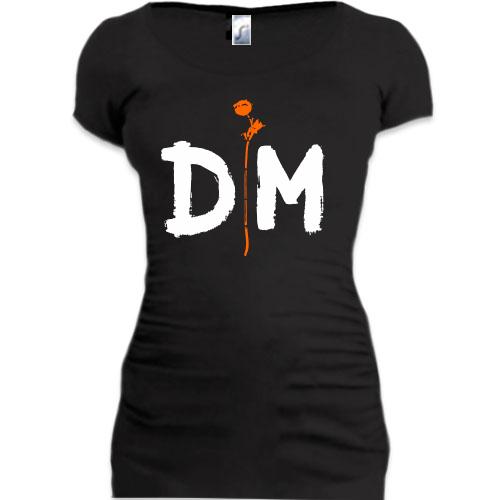 Женская удлиненная футболка Depeche Mode orange rose