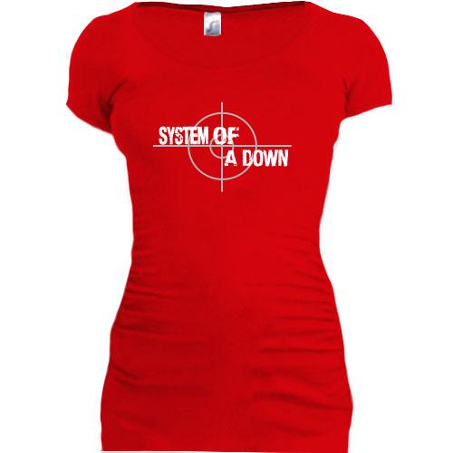 Женская удлиненная футболка System of a Down с прицелом