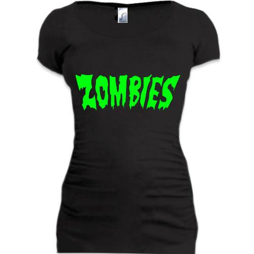 Женская удлиненная футболка с надписью Zombies