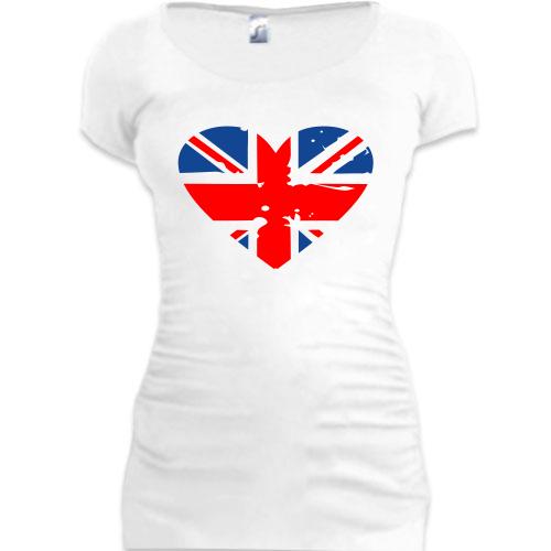 Женская удлиненная футболка Люблю Британию