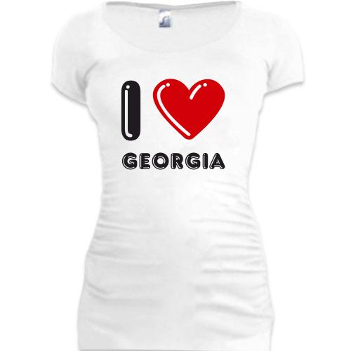 Женская удлиненная футболка I love Georgia