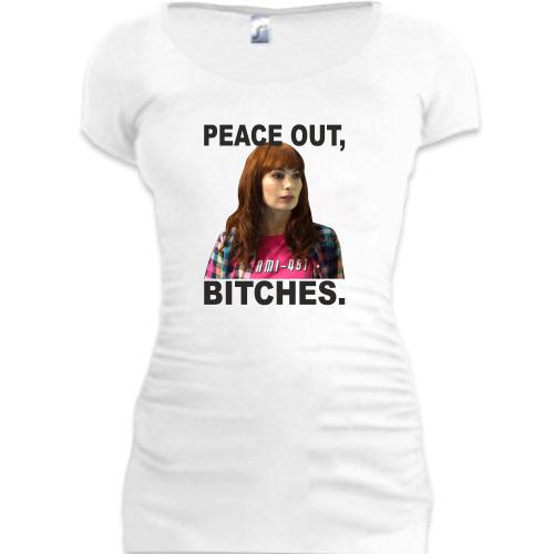 Женская удлиненная футболка с Чарли - Peace out, bitches