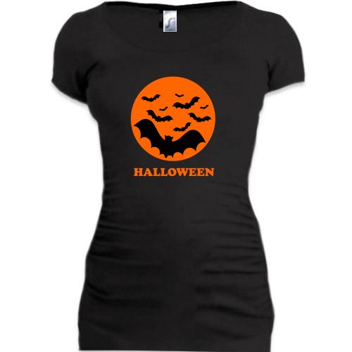 Женская удлиненная футболка Halloween Bats