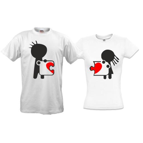 Парные футболки Сердце на двоих