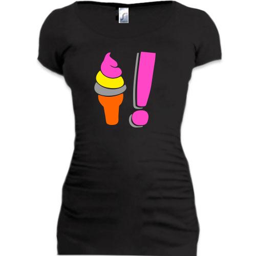 Женская удлиненная футболка Мороженное - рожок