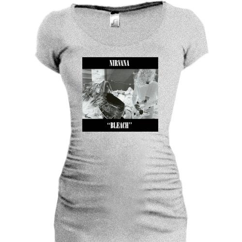 Женская удлиненная футболка Nirvana Bleach