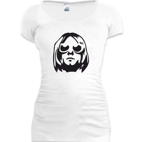Женская удлиненная футболка Курт Кобейн в очках