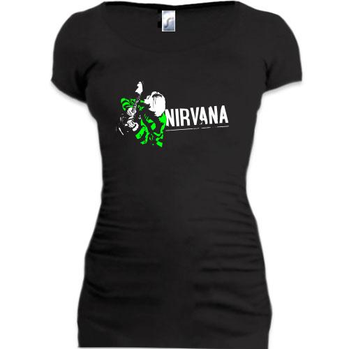 Женская удлиненная футболка Курт Nirvana Black