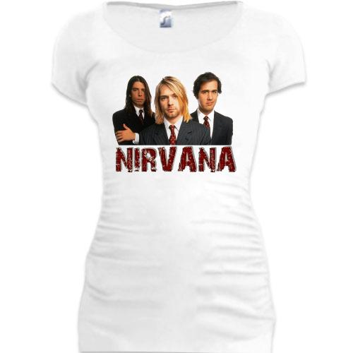 Женская удлиненная футболка Nirvana (color)